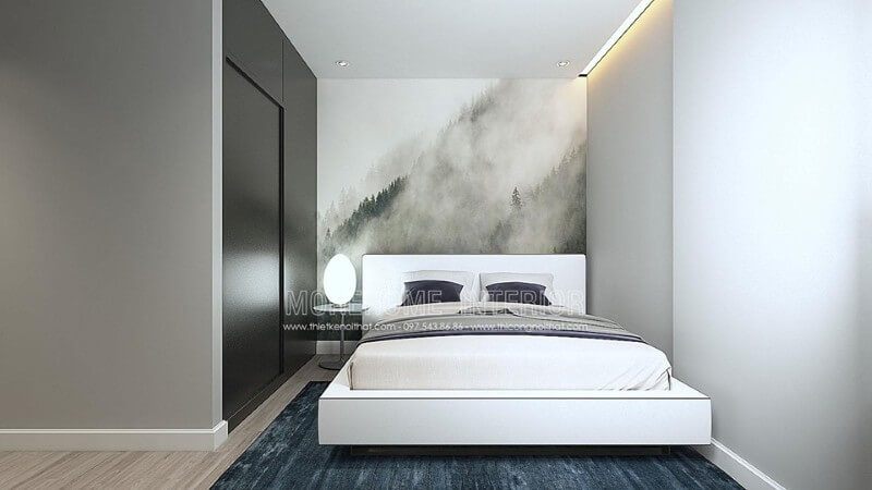 Trang trí nội thất phòng ngủ chung cư với những gam màu sắc đơn giản đồ nội thất tiện nghi.