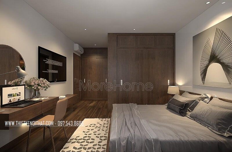 Tủ quần áo gỗ tự nhiên được thiết kế để tiết kiệm diện tích.